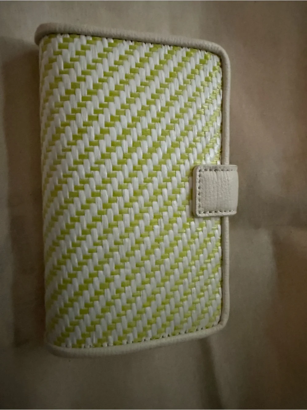 kate spade Lime & White Woven Turn-Lock Clutch